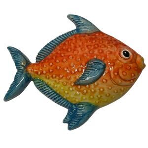 Fish Wall Hanging Made in Italy Orange Yellow Turquoise